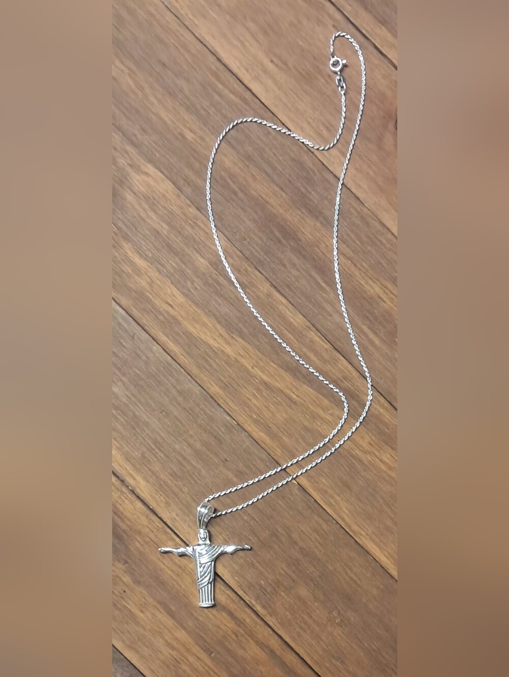 925 Sterling Silver Christ The Redeemer Pendant Necklace 20"
